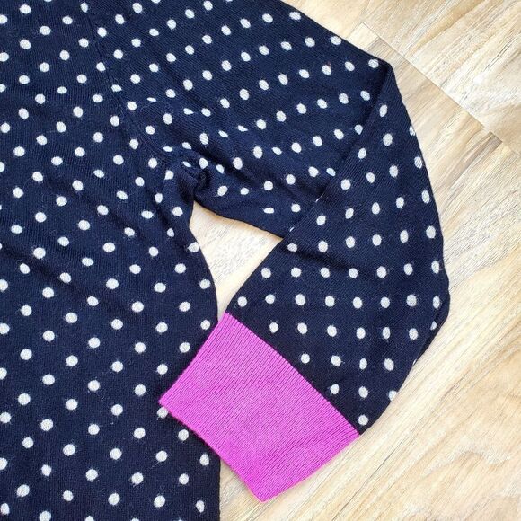 💜GNW Black & Hot Pink Polka Dot Buttoned Cardigan Sweater Large - Picture 5 of 9